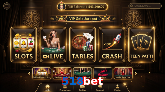 Main screen of 518Bet casino page for PK players