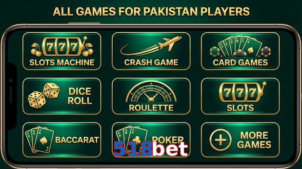 Main screen of 518Bet games page for PK players